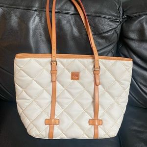 Dooney Bourke Cream Quilted large Tote . Excellent Condition.  Only worn twice